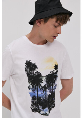 Produkt by Jack & Jones Тениска мъжка в бяло с принт - Pepit.bg