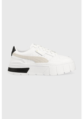 Puma Детски кожени маратонки Mayze Stack Jr в бяло - Pepit.bg