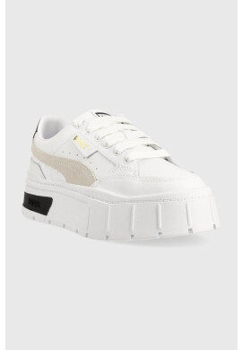 Puma Детски кожени маратонки Mayze Stack Jr в бяло - Pepit.bg