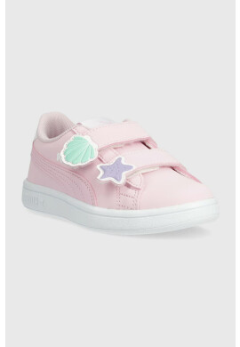 Puma Детски маратонки Smash v2 Mermaid V PS в розово - Pepit.bg