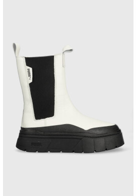 Puma Кожени боти челси Mayze Stack Chelsea Wns в бяло с платформа - Pepit.bg
