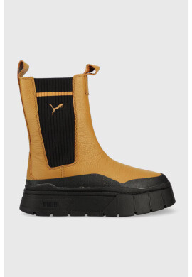 Puma Кожени боти челси Mayze Stack Chelsea Casual Wns в кафяво с платформа - Pepit.bg