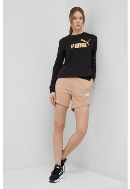 Puma Къс панталон Essentials в бежово с изчистен дизайн с висока талия - Pepit.bg
