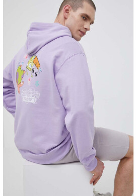 Puma Памучен суичър X SPONGEBOB в лилаво с качулка с принт - Pepit.bg