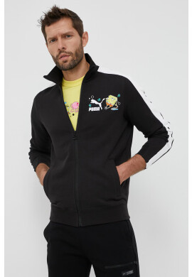 Puma Памучен суичър X SPONGEBOB в черно с принт - Pepit.bg
