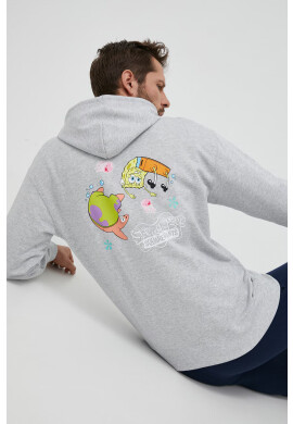 Puma Памучен суичър X SPONGEBOB в сиво с качулка с принт - Pepit.bg