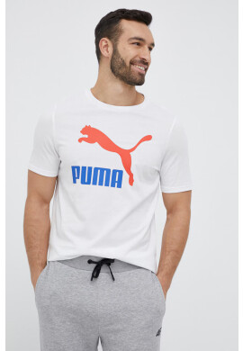 Puma Памучна тениска в бяло с принт - Pepit.bg