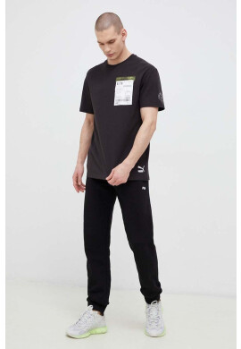 Puma Памучна тениска в черно с апликация - Pepit.bg