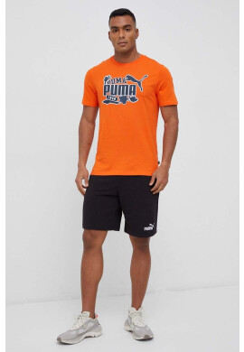 Puma Памучна тениска в оранжево с принт - Pepit.bg