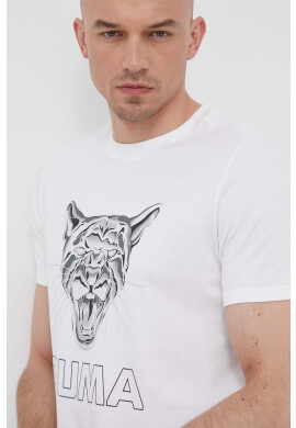 Puma Памучна тениска в синьо с десен - Pepit.bg