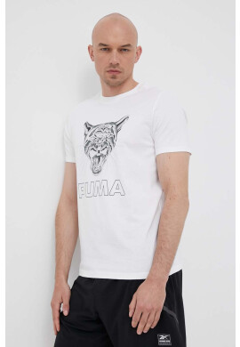 Puma Памучна тениска в синьо с десен - Pepit.bg