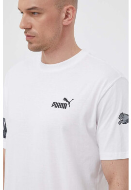 Puma Памучна тениска в бяло с принт - Pepit.bg