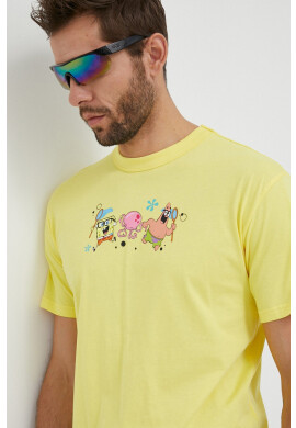 Puma Памучна тениска X SPONGEBOB в жълто с принт - Pepit.bg