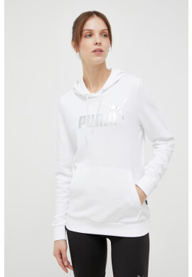 Puma Спортен суичър в бяло с качулка с принт - Pepit.bg