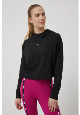Puma Суичър за трениране Flawless 521551 дамски в черно с десен - Pepit.bg
