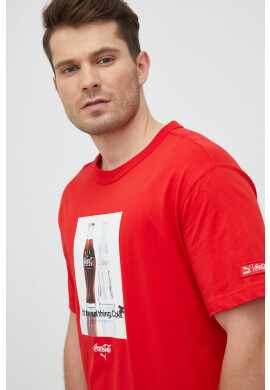 Puma Тениска X Coca Cola в червено с принт - Pepit.bg