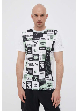 Puma Тениска за бягане Run Favorite в бяло с десен - Pepit.bg