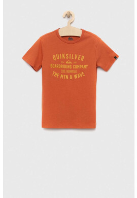 Quiksilver Детска памучна тениска в оранжево с принт - Pepit.bg