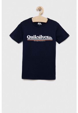 Quiksilver Детска памучна тениска в тъмносиньо с принт - Pepit.bg