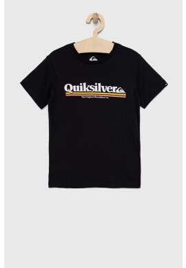 Quiksilver Детска памучна тениска в черно с принт - Pepit.bg