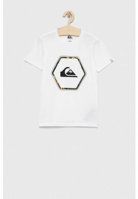 Quiksilver Детска памучна тениска в бяло с принт - Pepit.bg
