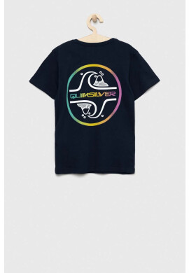 Quiksilver Детска памучна тениска в тъмносиньо с десен - Pepit.bg