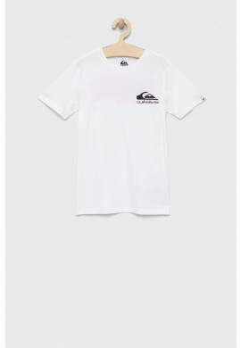 Quiksilver Детска памучна тениска в бяло с принт - Pepit.bg
