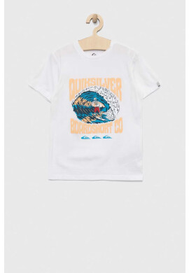 Quiksilver Детска памучна тениска в бяло с принт - Pepit.bg