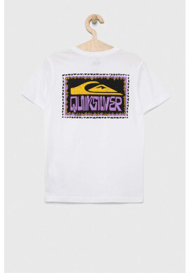 Quiksilver Детска памучна тениска в бяло с десен - Pepit.bg
