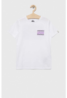 Quiksilver Детска памучна тениска в бяло с десен - Pepit.bg
