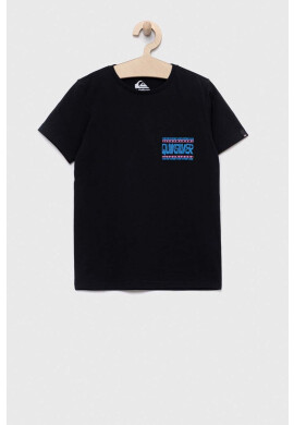 Quiksilver Детска памучна тениска в черно с десен - Pepit.bg