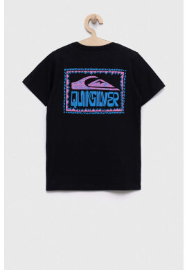 Quiksilver Детска памучна тениска в черно с десен - Pepit.bg