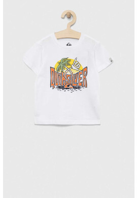 Quiksilver Детска памучна тениска в бяло с десен - Pepit.bg