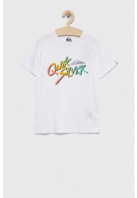 Quiksilver Детска памучна тениска в бяло с десен - Pepit.bg