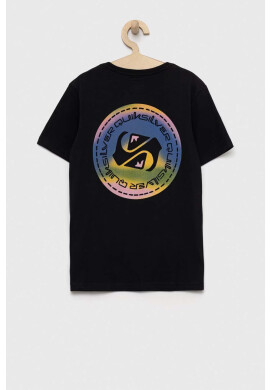 Quiksilver Детска памучна тениска в черно с десен - Pepit.bg