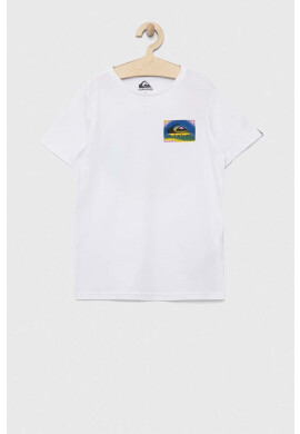 Quiksilver Детска памучна тениска в бяло с десен - Pepit.bg