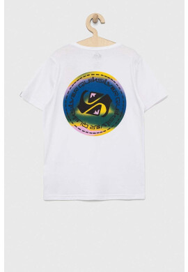 Quiksilver Детска памучна тениска в бяло с десен - Pepit.bg