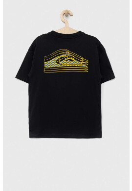 Quiksilver Детска памучна тениска в черно с принт - Pepit.bg