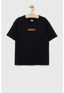 Quiksilver Детска памучна тениска в черно с принт - Pepit.bg