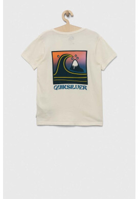 Quiksilver Детска памучна тениска в бежово с принт - Pepit.bg