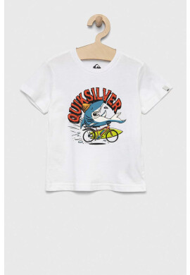 Quiksilver Детска памучна тениска в бяло с принт - Pepit.bg