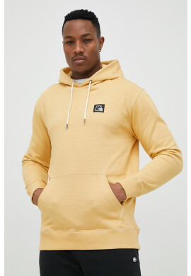 Quiksilver Памучен суичър в жълто с качулка с десен - Pepit.bg
