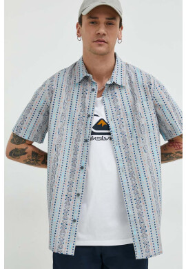 Quiksilver Памучна риза мъжка в сиво със стандартна кройка с класическа яка - Pepit.bg