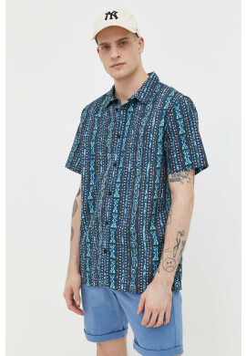 Quiksilver Памучна риза мъжка в тъмносиньо със стандартна кройка с класическа яка - Pepit.bg