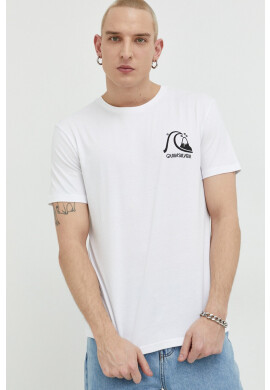 Quiksilver Памучна тениска в бяло с принт - Pepit.bg