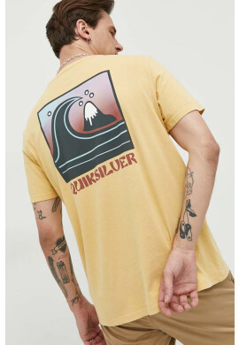 Quiksilver Памучна тениска в жълто с принт - Pepit.bg