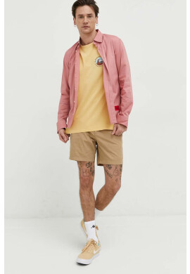 Quiksilver Памучна тениска в жълто с принт - Pepit.bg