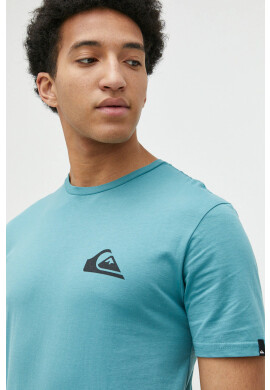 Quiksilver Памучна тениска в тюркоазено с изчистен дизайн - Pepit.bg