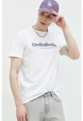 Quiksilver Памучна тениска в бяло с принт - Pepit.bg