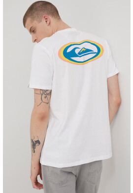 Quiksilver Памучна тениска в тъмносиньо с принт - Pepit.bg